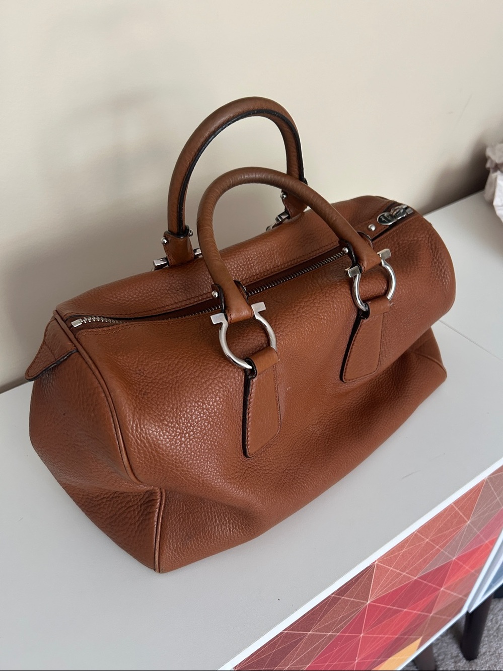 Ferragamo Caramel Pebbled Leather Bag - Picture 6 of 10